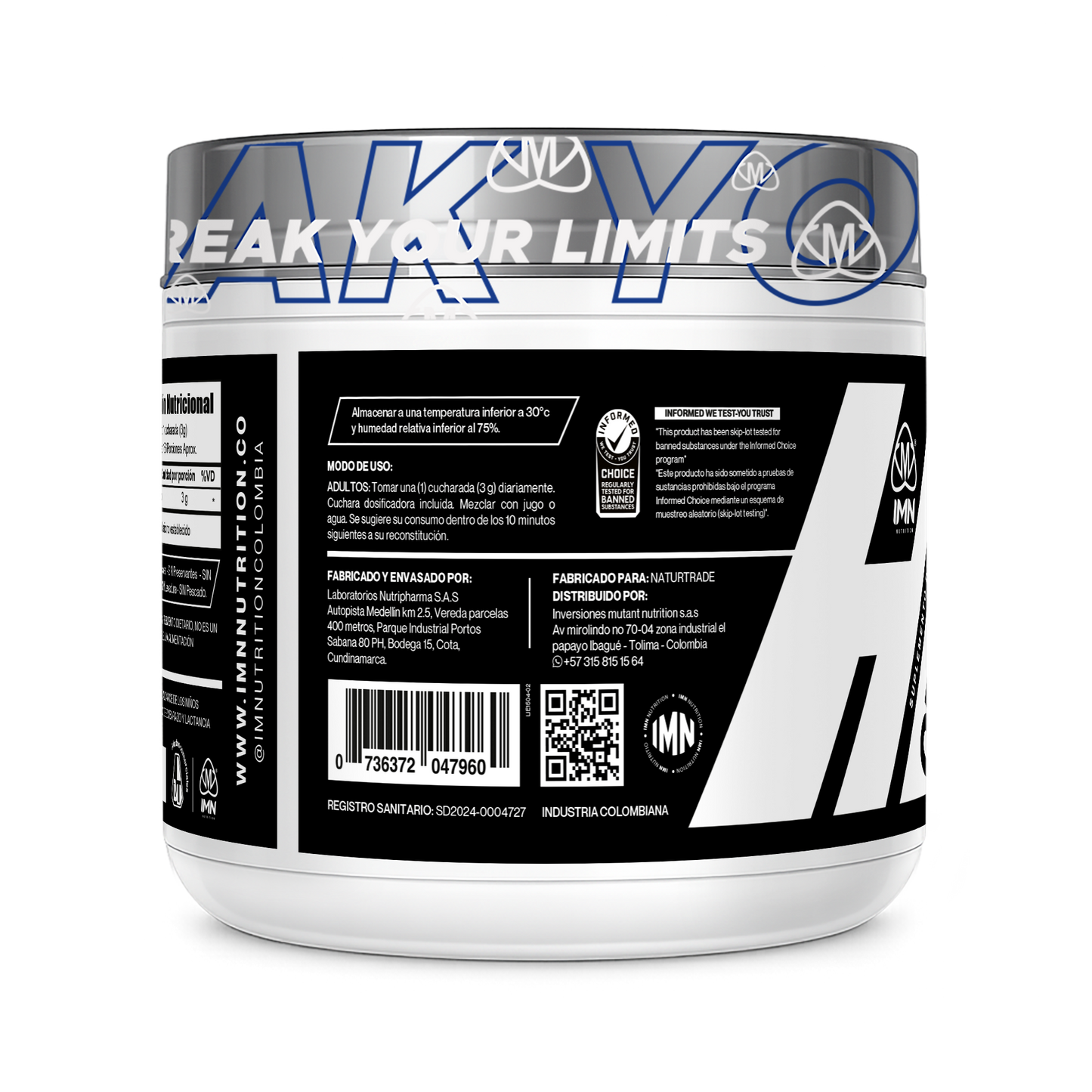 Creatina Monohidratada 500g | 166 Servicios | INVIMA | IMN Nutrition
