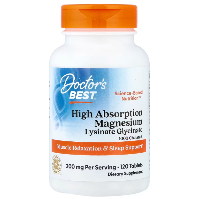 Doctor's Best Magnesio Alta Absorción Glicinato Lisinato Albion® TRAACS® | 200mg | 240 Tabletas