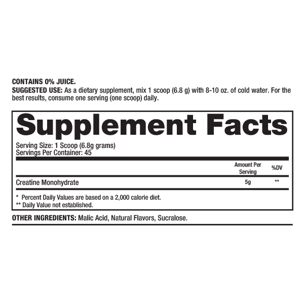 Información nutricional de Dragon Pharma Creatina Monohidratada Lemon Lime