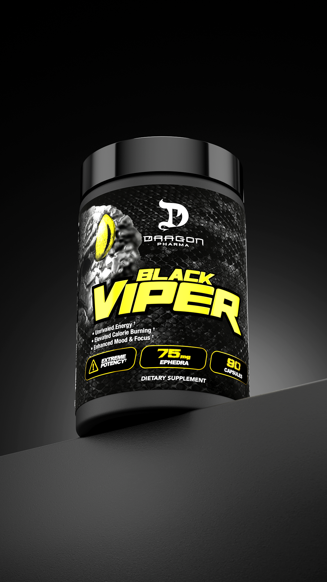 Black Viper Dragon Pharma 90 cápsulas vista lateral