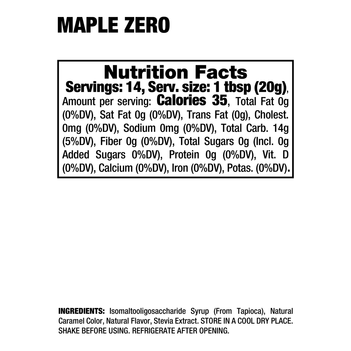 Tabla nutricional oficial de Dragon Dips Maple Zero