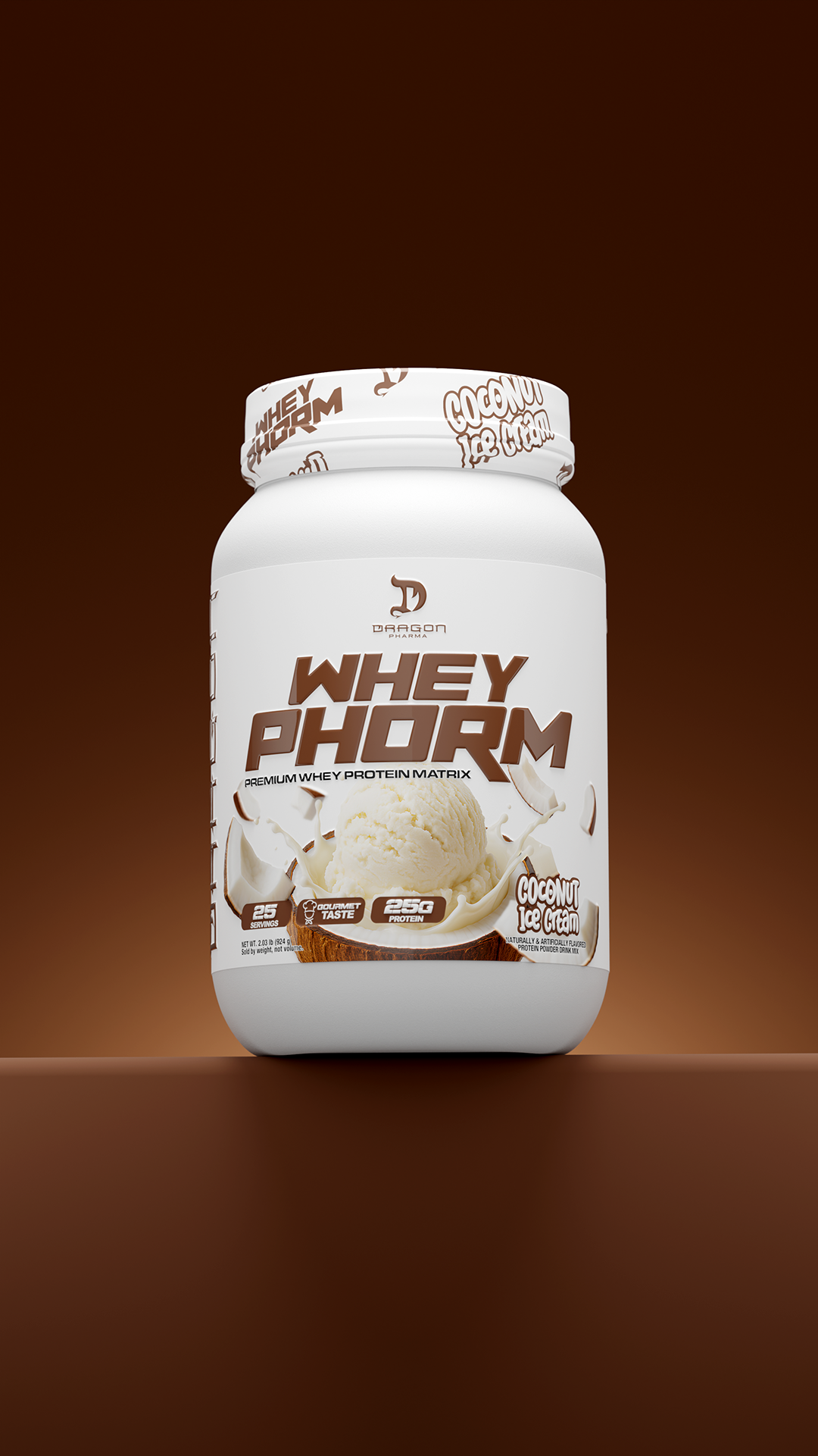 Tarro de proteína Whey Phorm Dragon Pharma sabor Coconut Ice Cream