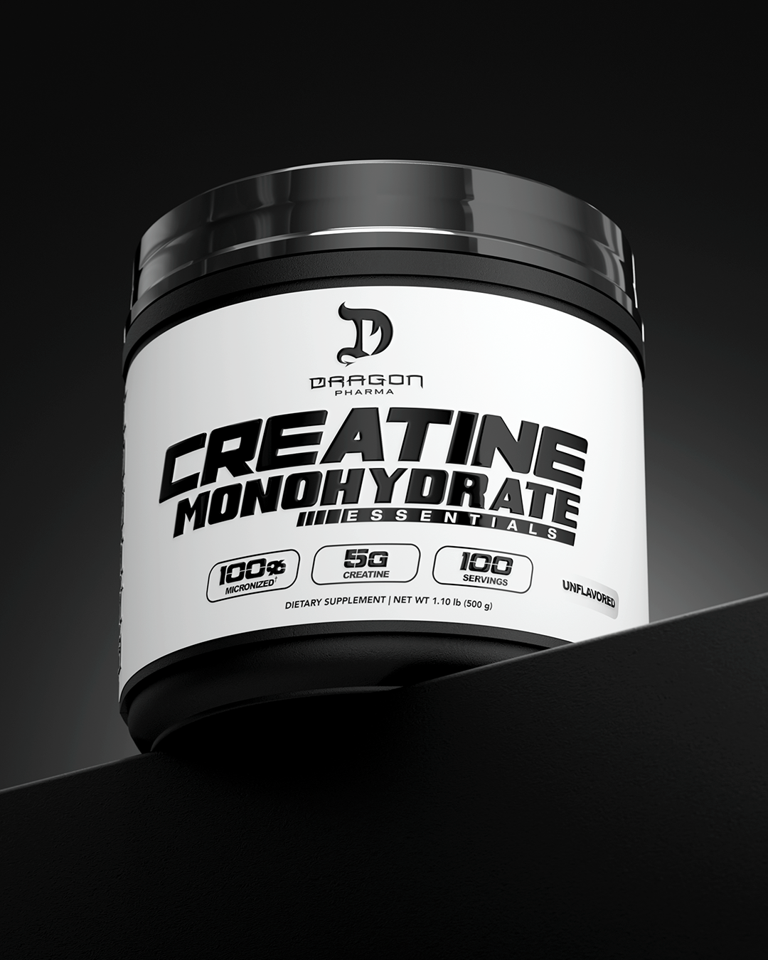 Creatina monohidratada Dragon Pharma de 500 g y 100 servicios