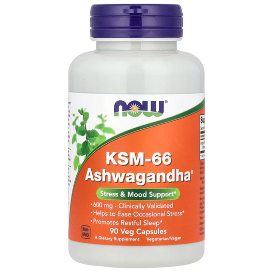 NOW Foods KSM-66 Ashwagandha® 600mg | 90 Cápsulas Vegetales