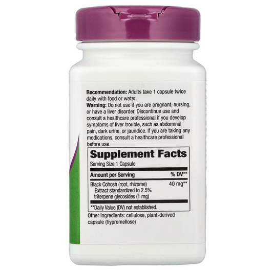 Nature's Way Black Cohosh 40mg | 120 Cápsulas Veganas | Menopausia