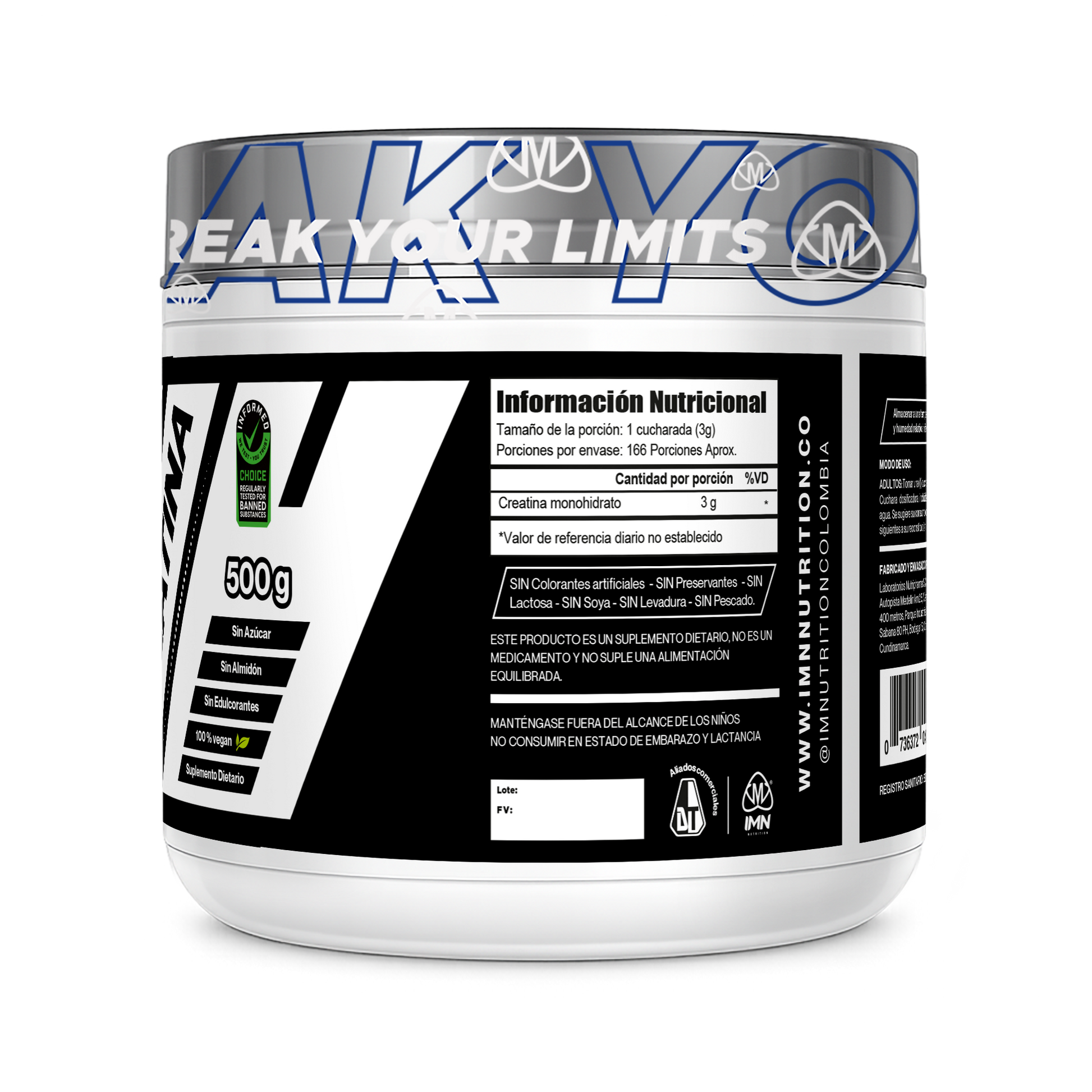 Creatina Monohidratada IMN 500g | solosuplementos.com.co - vista 3