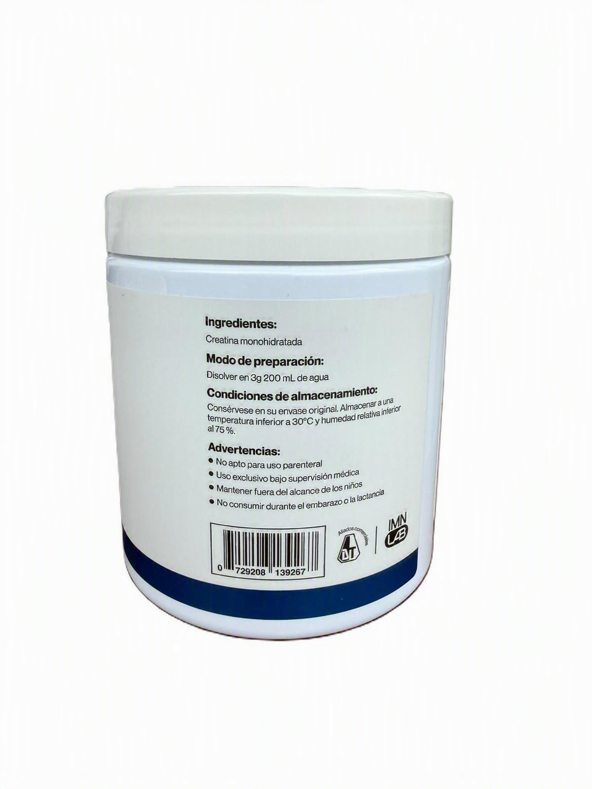 Creatina Monohidrato Creapure IMN Lab 300g – Ingredientes y Advertencias