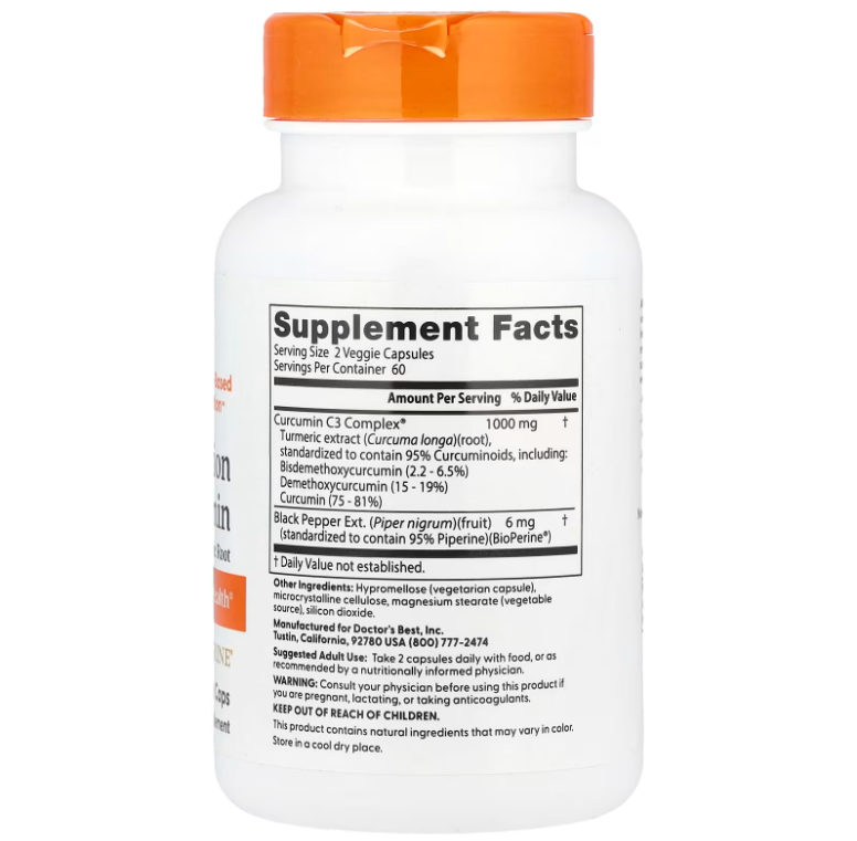 Doctor's Best Curcumina de Alta Absorción 1000mg | 120 Cápsulas Vegetales