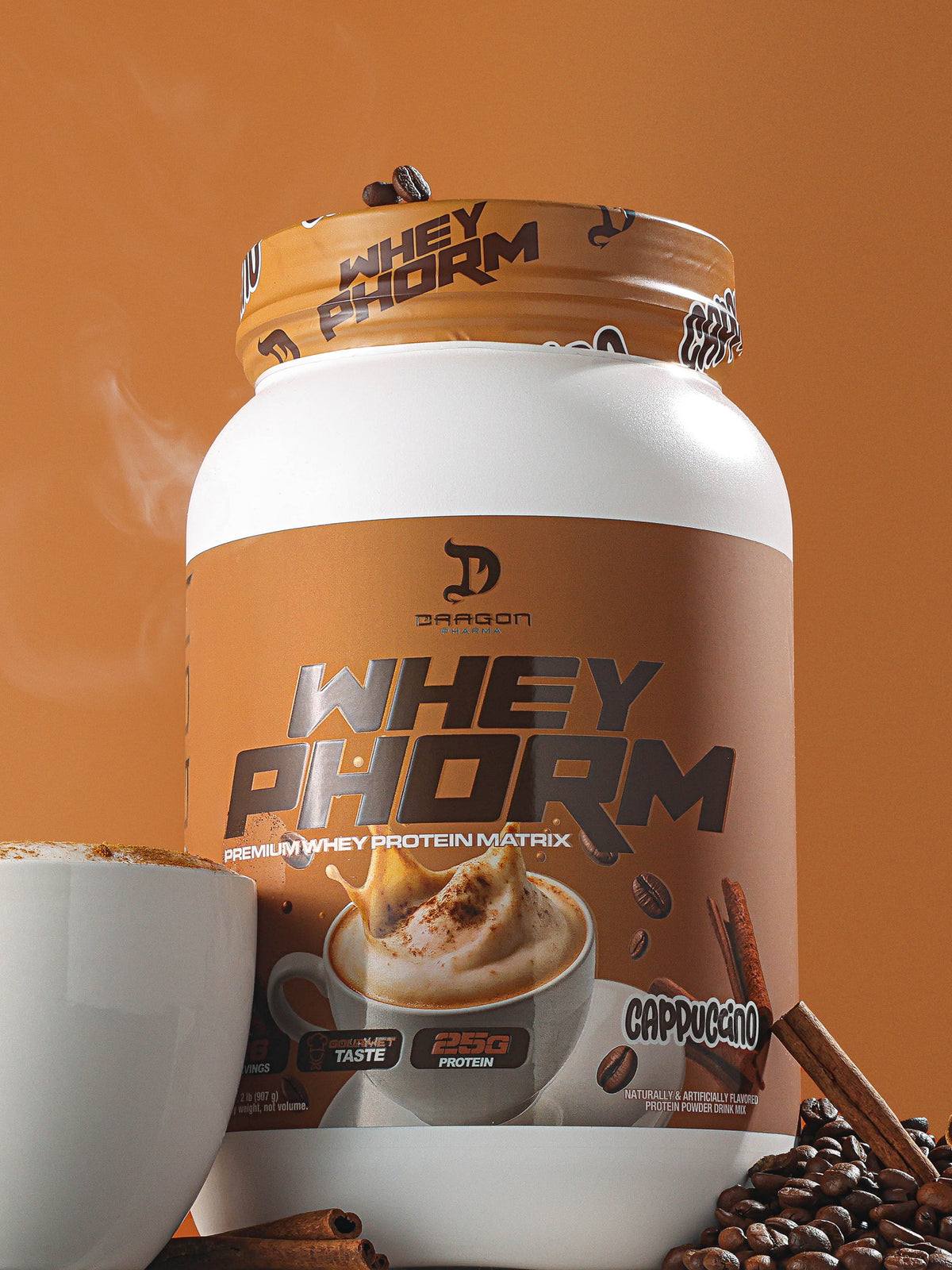 Envase Dragon Pharma Whey Phorm Cappuccino sabor cappuccino