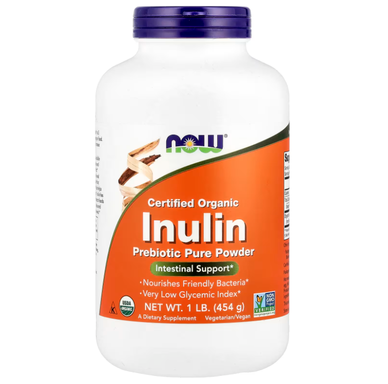 NOW Foods Inulina Orgánica Certificada Polvo Prebiótico | 454g | ~114 Porciones