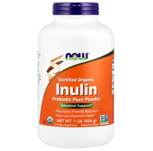 NOW Foods Inulina Orgánica Certificada Polvo Prebiótico | 454g | ~114 Porciones
