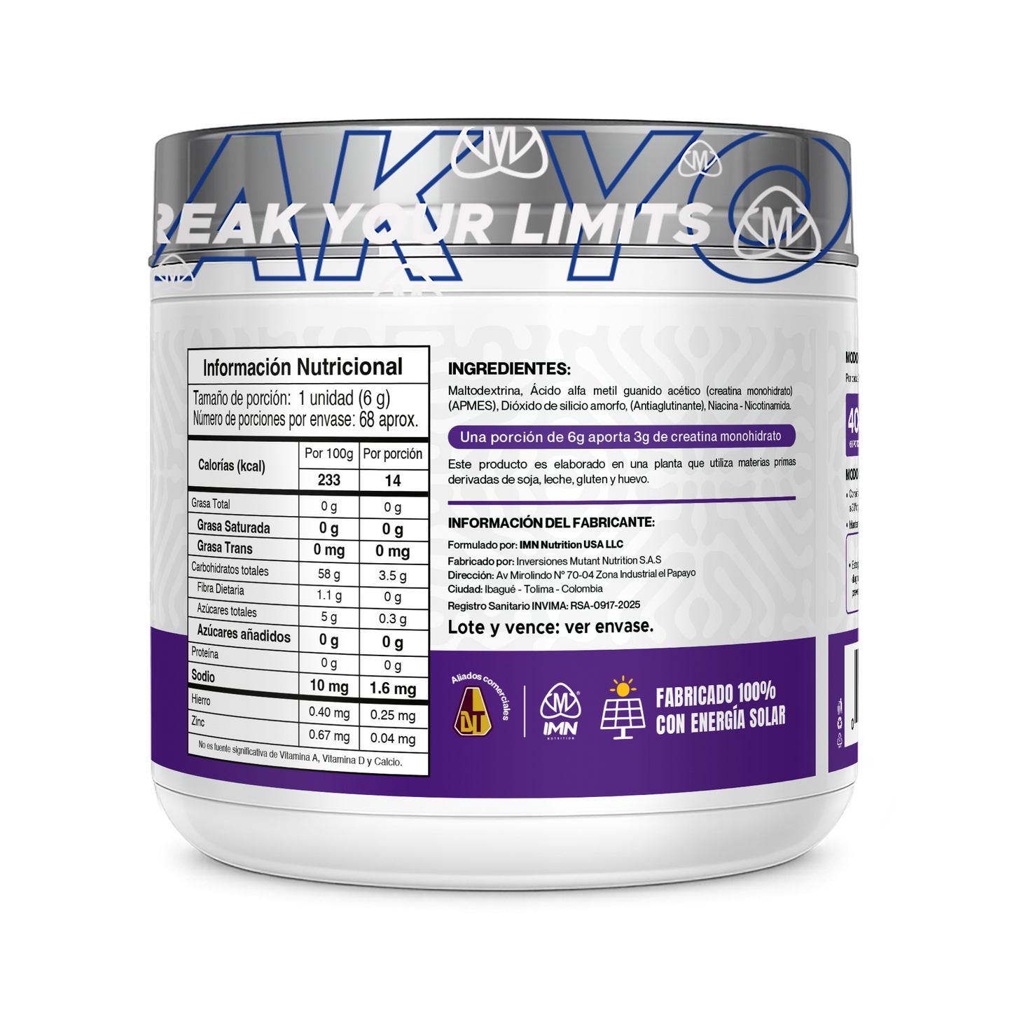 IMN BULL Creatina Monohidrato + Niacina Creapure® 408g | 68 Porciones | IMN Nutrition