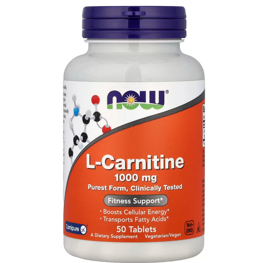NOW Foods L-Carnitina 1000mg 50 Comprimidos - Frente