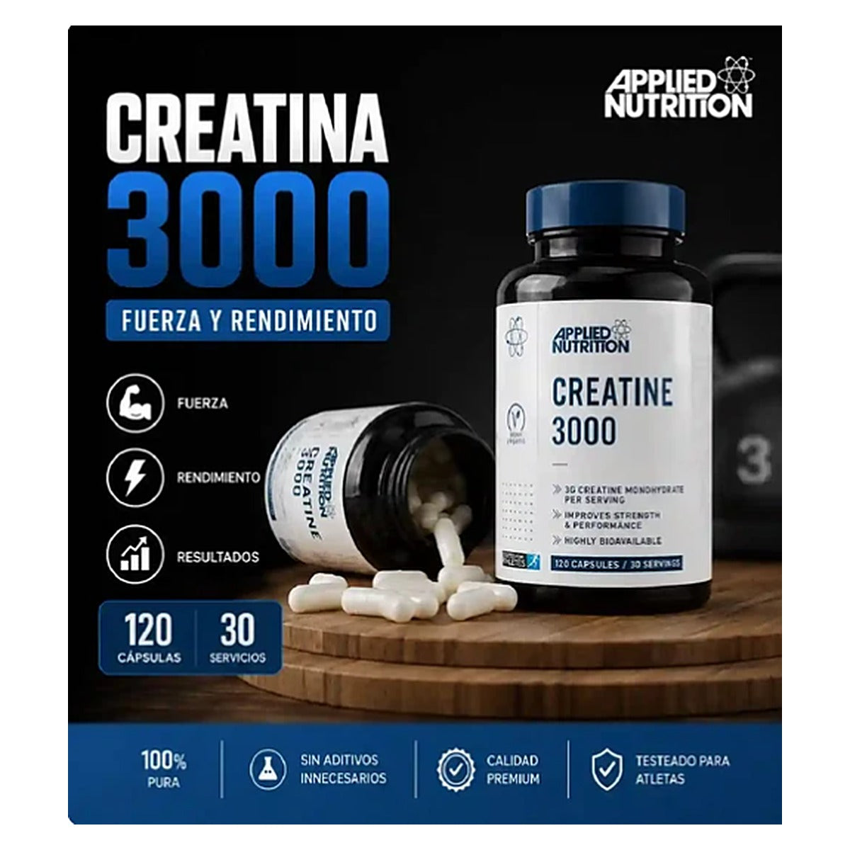 Creatina 3000 Applied Nutrition - Fuerza y Rendimiento