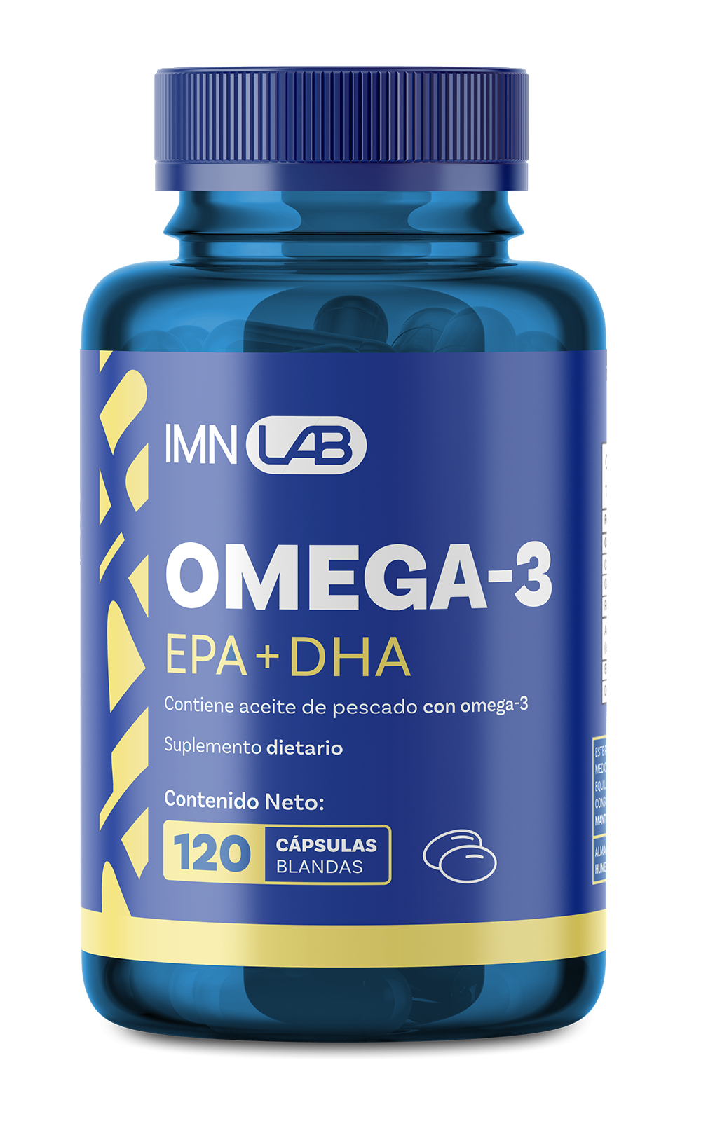 Frasco IMN LAB Omega 3 EPA DHA de 120 cápsulas