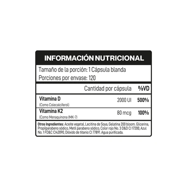 Vitamina D3 + K2 120 Cápsulas | IMN Nutrition - vista 3