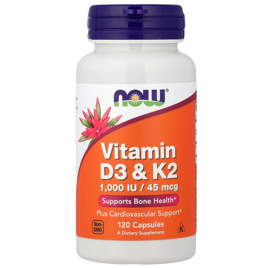 NOW Foods Vitamina D3 & K2 1000 UI / 45 mcg | 120 Cápsulas