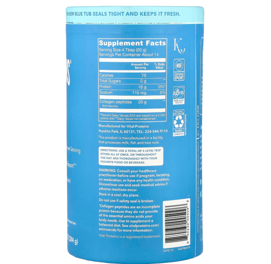 Vital Proteins Colágeno — mezclar 4 cucharadas con 240ml de líquido