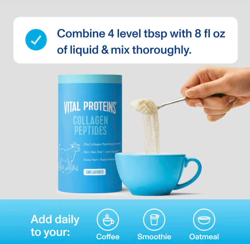 Vital Proteins Colágeno — beneficios piel cabello uñas huesos articulaciones, grass-fed, 0g azúcar