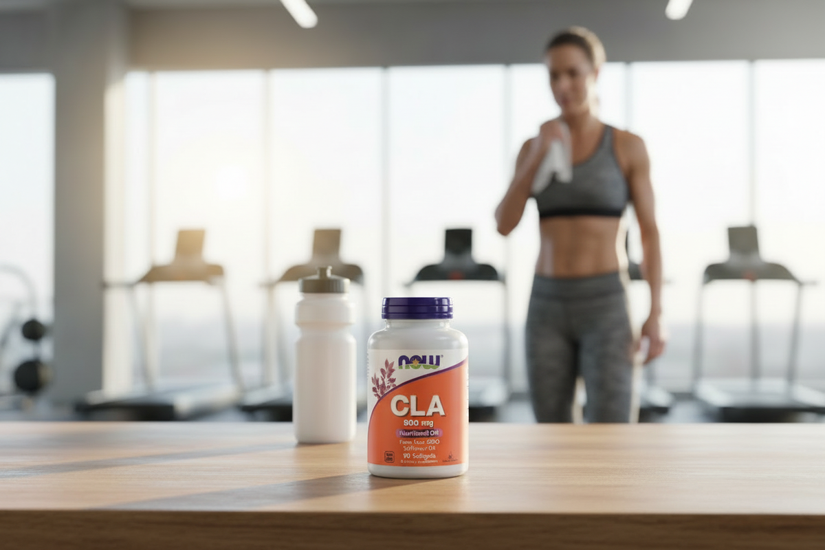 Foto de estilo de vida con una mujer atlética y el NOW Foods CLA 800 mg