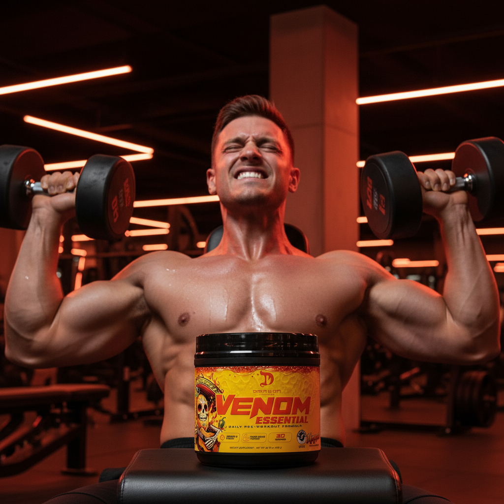 Imagen de Venom Essential Mangonada con atleta entrenando al máximo