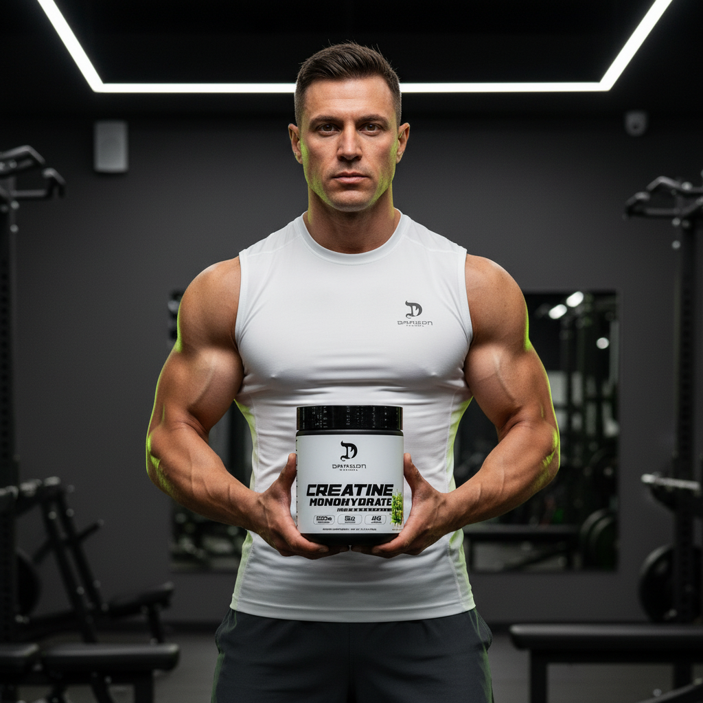 Imagen lifestyle de Dragon Pharma Creatina Lemon Lime con atleta musculoso