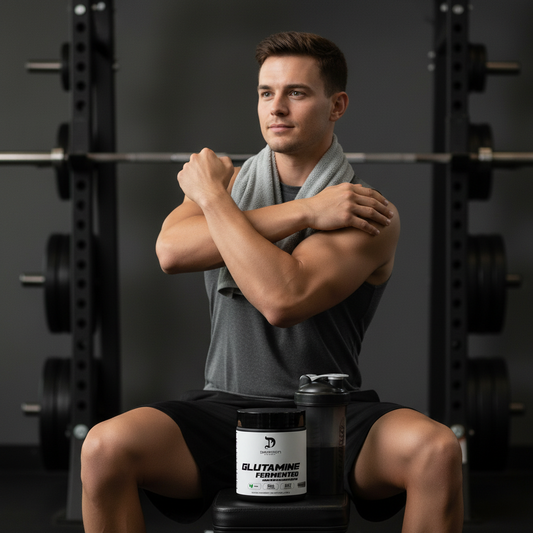 Imagen lifestyle de Dragon Pharma Glutamine Fermented con atleta masculino