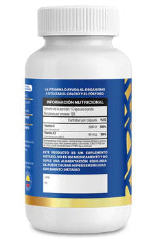 Vitamina D3 + K2 120 Cápsulas | IMN Nutrition - vista 2